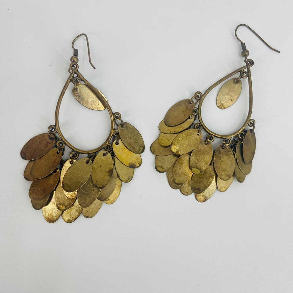 Vintage Brassy Chandelier Earrings - Picture 3 of 3